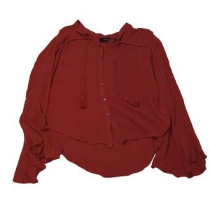 EUC AaKaa Blouse Red Rayon Womens M